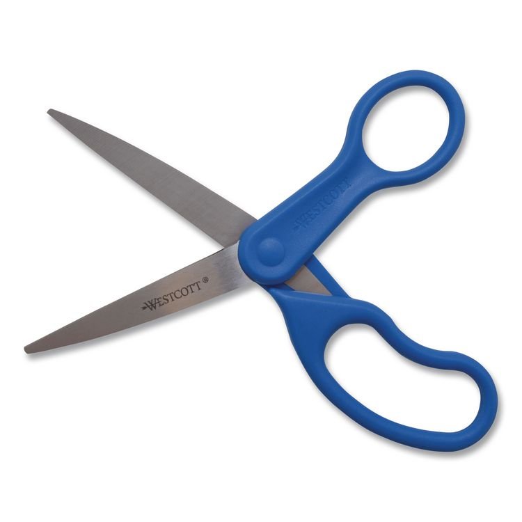 Westcott Preferred Line Stainless Steel Scissors, 8" Long, 3.5" Cut Length, Straight Blue Handle (ACM41218)