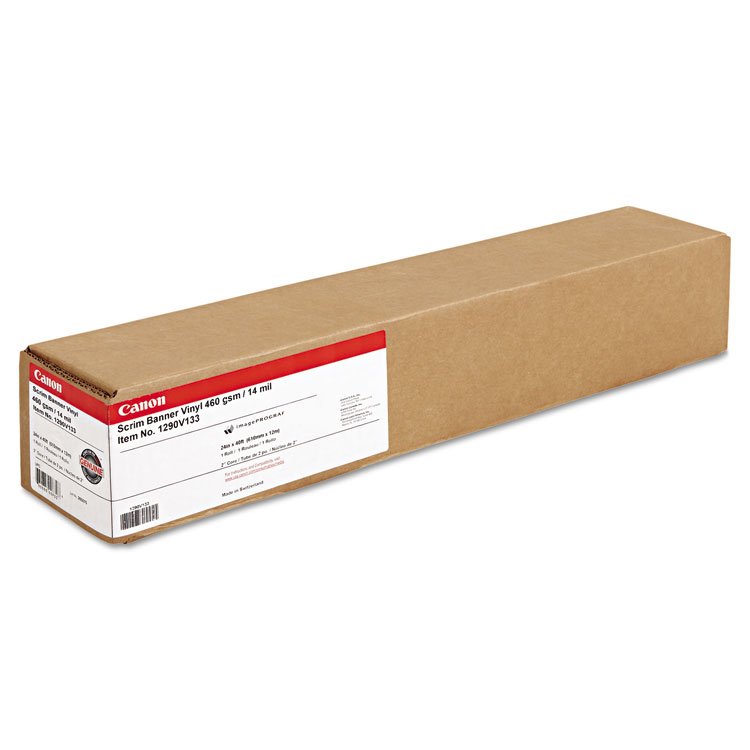 Canon Scrim Banner Vinyl Roll, 2" Core, 14 mil, 24" x 40 ft, Matte White (CNM1290V133)