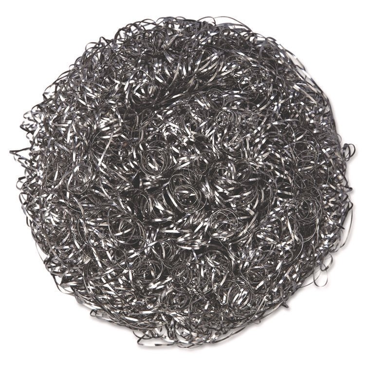 Kurly Kate Stainless Steel Scrubbers, Large, 4 x 4, Steel Gray, 12 Scrubbers/Pack, 6 Packs/Carton (PUX756)
