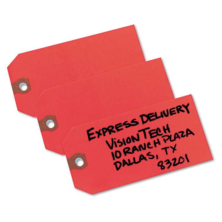 Avery Unstrung Shipping Tags, 11.5 pt.Stock, 4.75 x 2.38, Red, 1,000/Box (AVE12345)