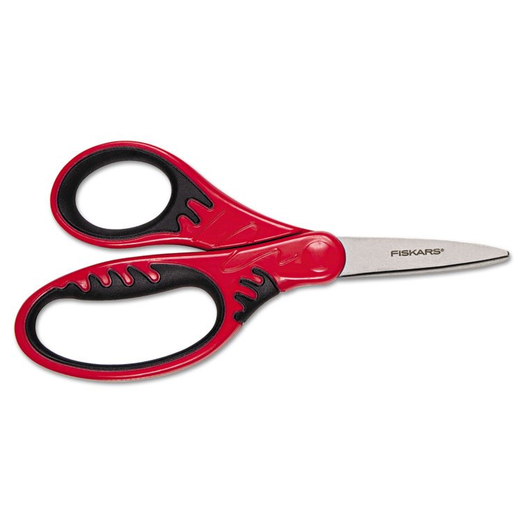 Fiskars Kids Softgrip Scissors, Left/Right Handed, Pointed Tip, 5" Long, 1.75" Cut Length, Randomly Assorted Handle Color (FSK1942301001)