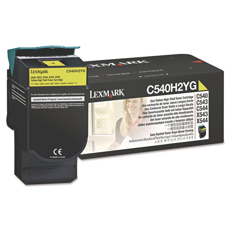 Lexmark C540H2YG High-Yield Toner, 2,000 Page-Yield, Yellow (LEXC540H2YG)