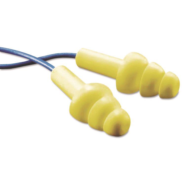 3M E-A-R UltraFit Metal-Detectable Reusable Earplugs, Corded, 25dB NRR, Blue/Yellow, 100 Pairs (MMM3404007)