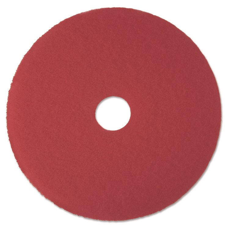 3M Low-Speed Buffer Floor Pads 5100, 12" Diameter, Red, 5/Carton (MMM08387)