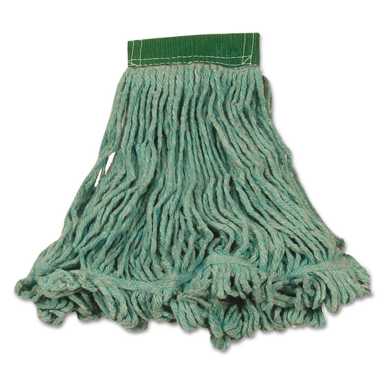 Rubbermaid Commercial Super Stitch Blend Mop Heads, Cotton/Synthetic, Green, Medium, 6/Carton (RCPD212GRE)