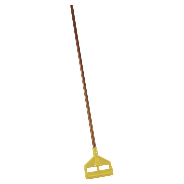 Rubbermaid Commercial Invader Wood Side-Gate Wet-Mop Handle, 54", Natural/Yellow (RCPH115)