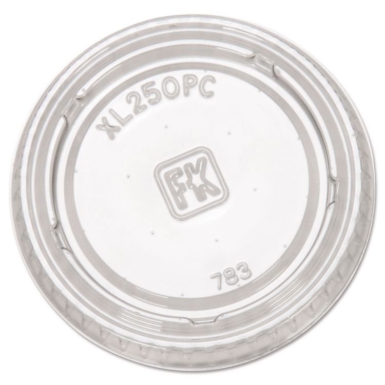 Fabri-Kal Portion Cup Lids, Fits 1.5 oz to 2.5 oz Portion Cups, Plastic, Clear, 125/Sleeve, 20 Sleeves/Carton (FABXL250PC)