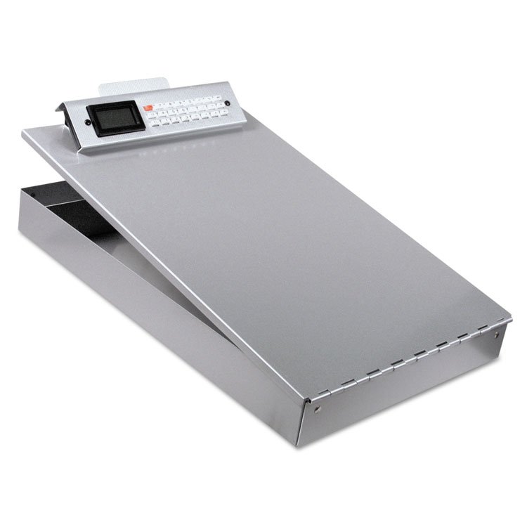 Saunders Redi-Rite Aluminum Storage Clipboard with Calculator, 1" Clip Capacity, Holds 8.5 x 11 Sheets, Silver (SAU11025)