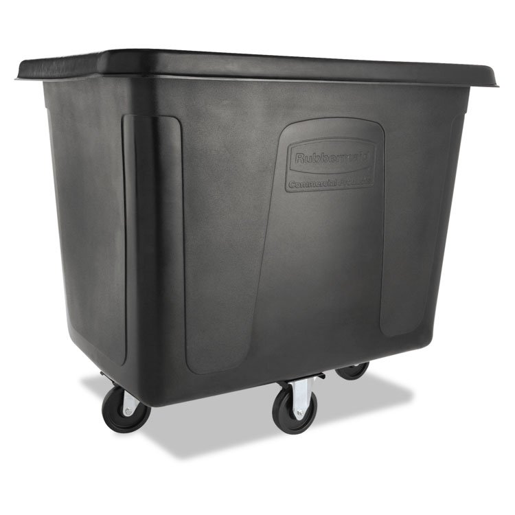 Rubbermaid Commercial Cube Truck, 119.7 gal, 500 lb Capacity, Plastic/Metal, Black (RCPFG461600BLA)