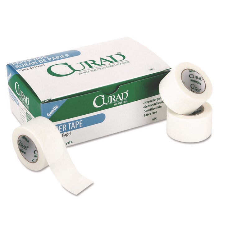 Curad Paper Adhesive Tape, Medium-Duty, Acrylic/Paper, 2" x 10 yds, White, 6/Pack (MIINON270002)