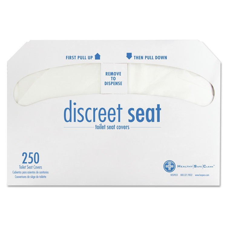 HOSPECO Discreet Seat Half-Fold Toilet Seat Covers, 14.25 x 16.5, White, 250/Pack, 20 Packs/Carton (HOSDS5000CT)