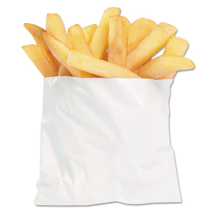Bagcraft French Fry Bags, 4.5" x 2" x 3.5", White, 2,000/Carton (BGC450003)
