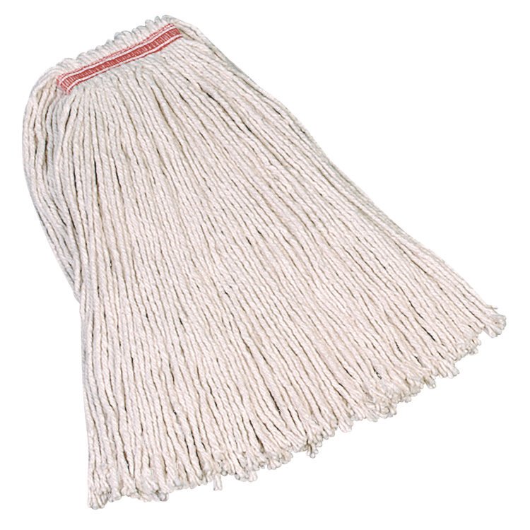 Rubbermaid Commercial Premium Cut-End Cotton Mop, White, 20 oz, 1-in. Orange Headband (RCPF11712)