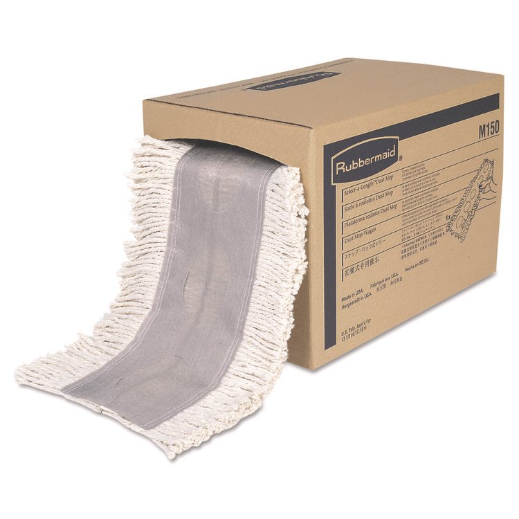 Rubbermaid Commercial Cut To Length Dust Mops, Cotton, White, Cut-End, 5 x 40 Ft, 1 Box (RCPM150)