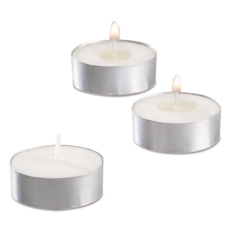 Sterno Tealight Candle, 5 Hour Burn, 0.5"h, White, 50/Pack, 10 Packs/Carton (STE40100)