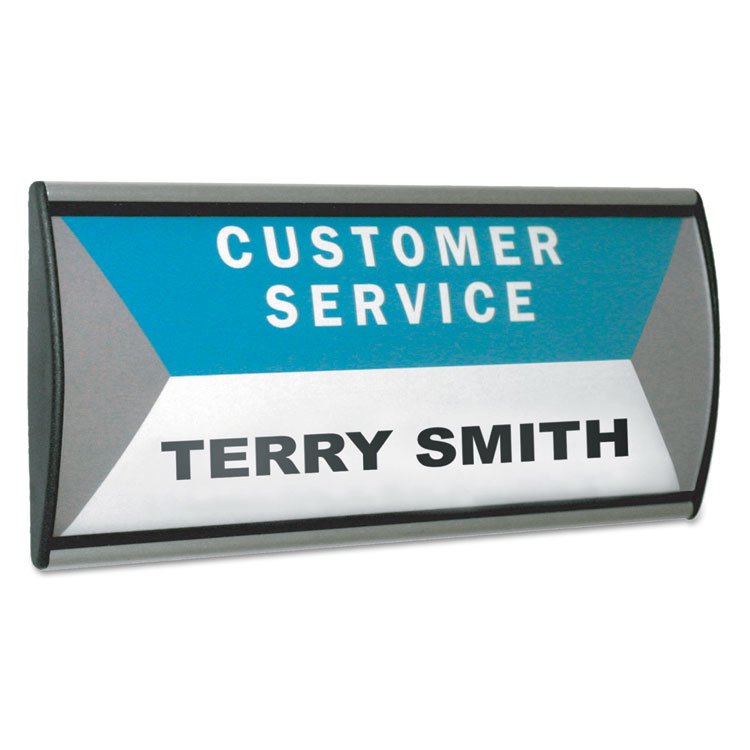 Advantus People Pointer Wall/Door Sign, Aluminum Base, 8.75 x 4, Black/Silver (AVT75390)