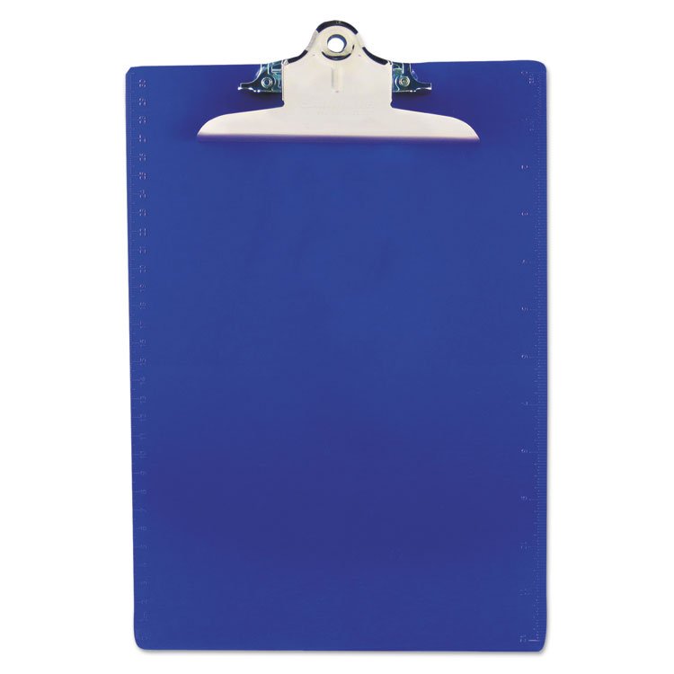 Saunders Recycled Plastic Clipboard with Ruler Edge, 1" Clip Capacity, Holds 8.5 x 11 Sheets, Blue (SAU21602)