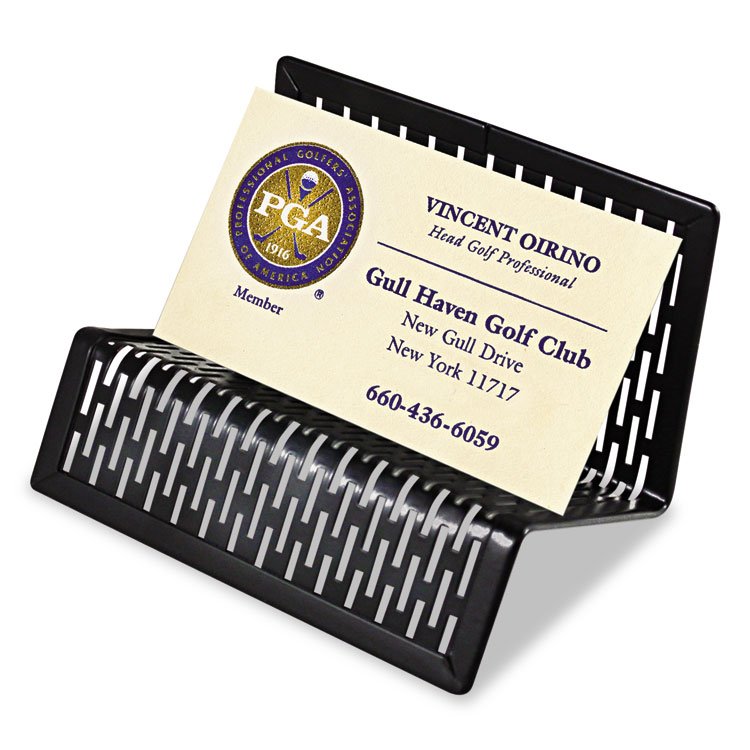 Artistic Urban Collection Punched Metal Business Card Holder, Holds 50 2 x 3.5 Cards, Perforated Steel, Black (AOPART20001)