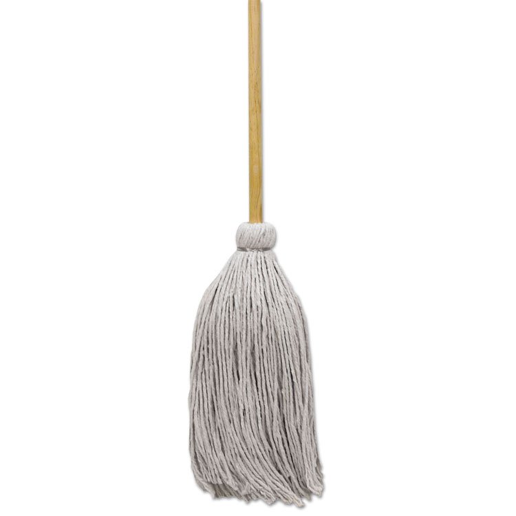 Boardwalk Cotton Deck Mop, #20 White Cotton Head, 50" Wood Handle, 12/Carton (BWKCD50020S)