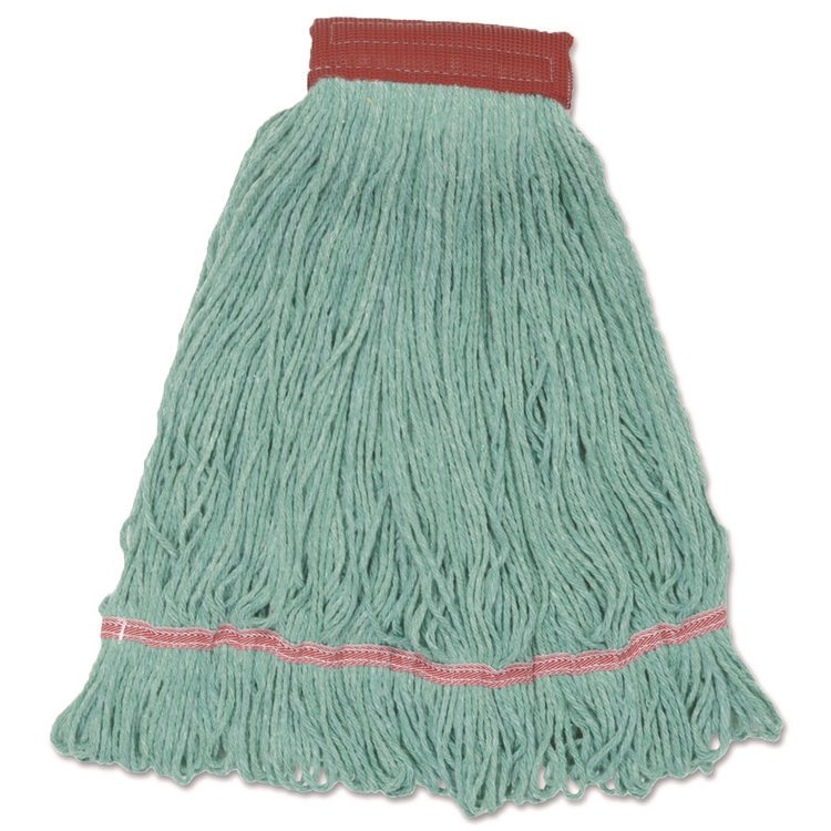 Boardwalk Wideband Looped-End Mop Heads, Large, Green, 12/Carton (BWKLM30314L)