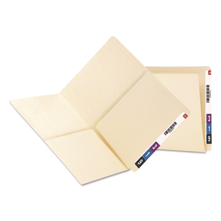 Smead Heavyweight Manila End Tab Pocket Folders, Interior Front/Back Panel Pockets, Straight Tabs, Letter Size, 11pt Manila, 25/Box (SMD24117)