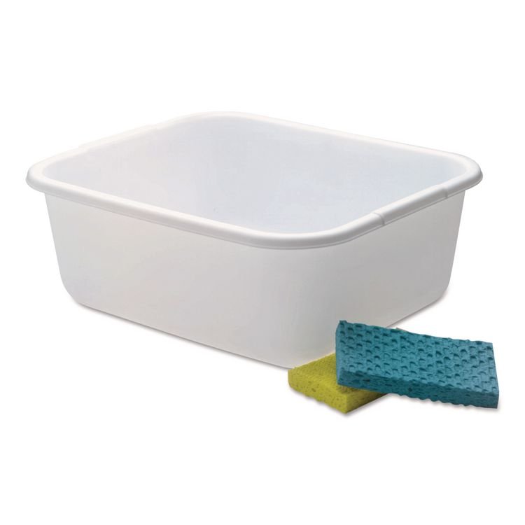 Rubbermaid Microban Dishpan, 4.5 gal, 14.5" x 12.5" x 5.7", White, 6/Carton (RCP2951ARWHTCT)