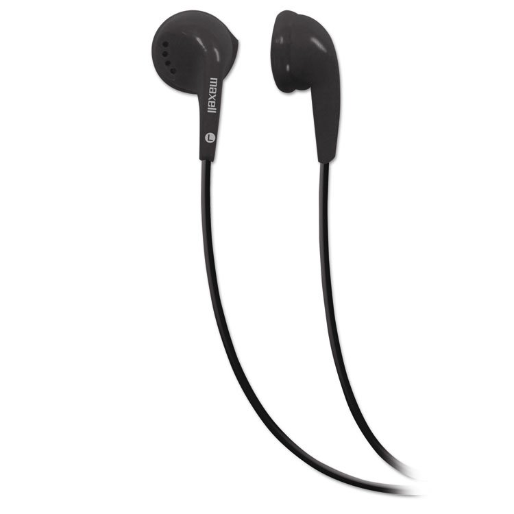 Maxell EB-95 Stereo Earbuds, 3 ft Cord, Black (MAX190560)