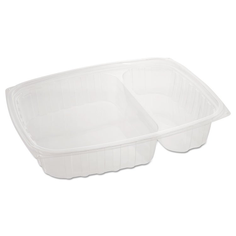 Dart ClearPac Containers, 2 Compartments, 32.8 oz, 7.4 x 9 x 1.7, Clear, Plastic, 63/Pack, 4 Packs/Carton (DCCC30DE2R)