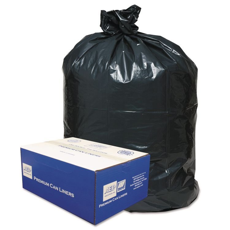 Classic Linear Low-Density Can Liners, 56 gal, 0.9 mil, 43" x 47", Black, 10 Bags/Roll, 10 Rolls/Carton (WBI434722G)