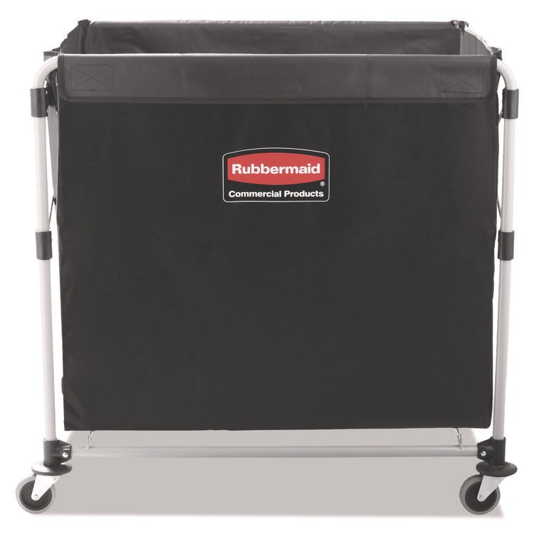 Rubbermaid Commercial One-Compartment Collapsible X-Cart, Synthetic Fabric, 9.96 cu ft Bin, 24.1" x 35.7" x 34", Black/Silver (RCP1881750)