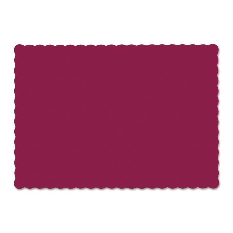 Hoffmaster Solid Color Scalloped Edge Placemats, 9.5 x 13.5, Burgundy, 1,000/Carton (HFM310524)