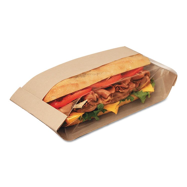 Bagcraft Dubl View Sandwich Bags, 11.75" x 4.25" x 2.75", Natural Brown/Clear, 500/Carton (BGC300090)