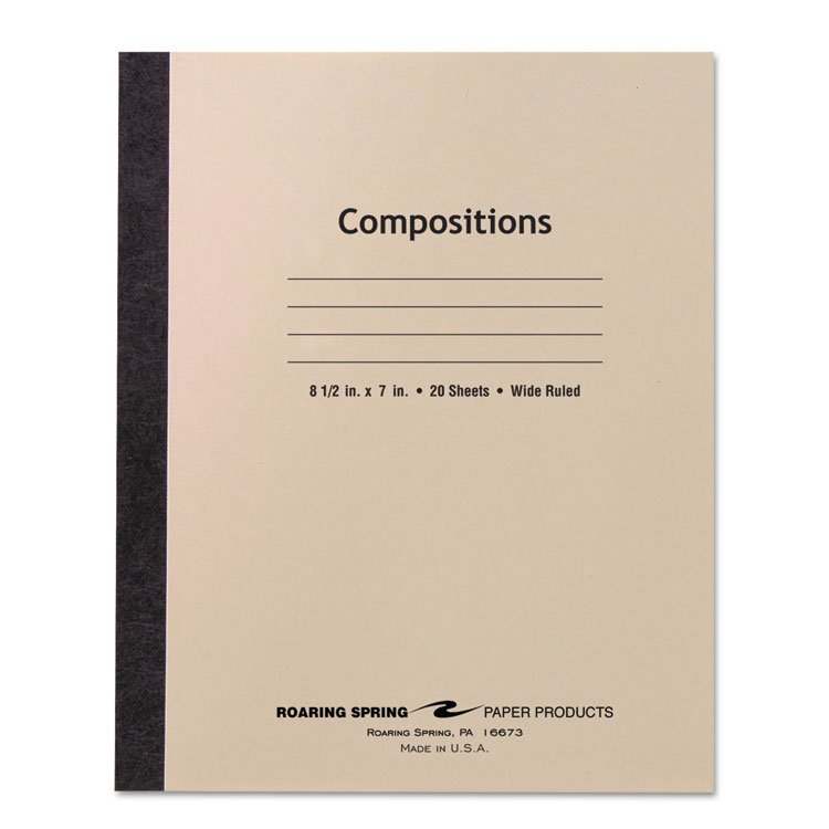 Roaring Spring Stitched Cover Composition Book, Wide/Legal Rule, Manila Cover, (20) 8.5 x 7 Sheets (ROA77340)