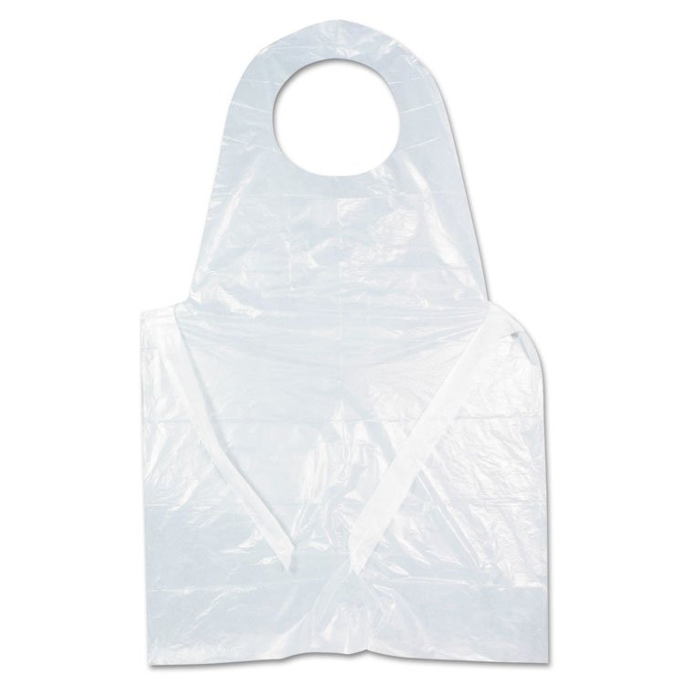 AmerCareRoyal Heavyweight Poly Aprons, 28 x 46, 1 mil, One Size Fits All, White, 500/Carton (RPPRPA20)
