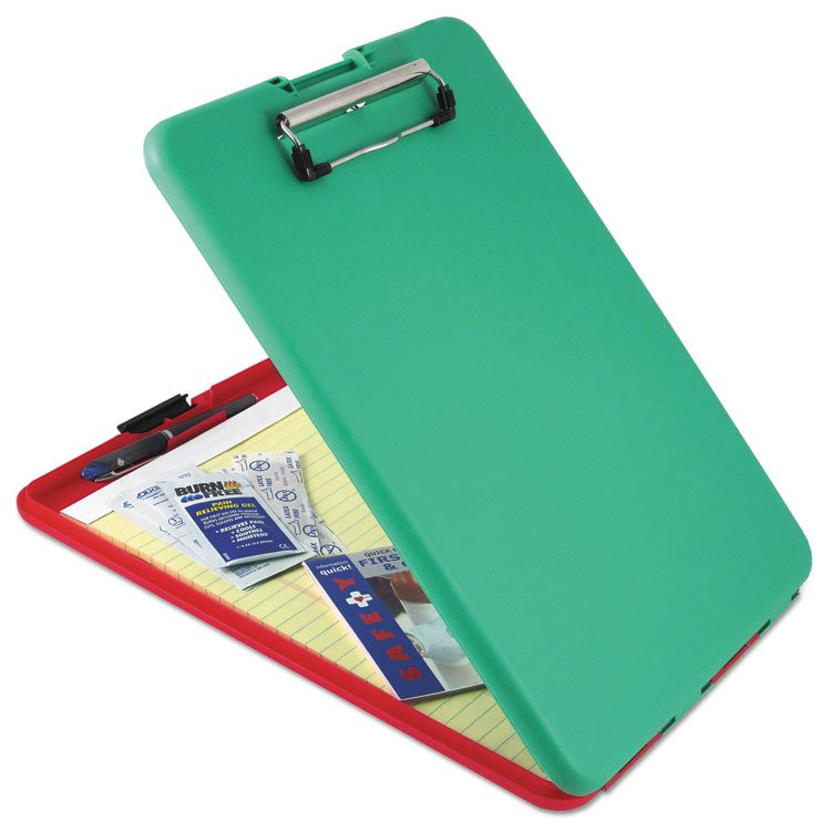 Saunders SlimMate Show2Know Safety Organizer, 0.5" Clip Capacity, Holds 8.5 x 11 Sheets, Red/Green (SAU00580)