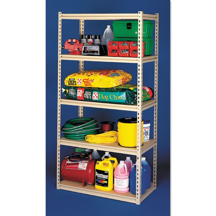 Tennsco Stur-D-Stor Shelving, Five-Shelf, 36.5w x 18.5d x 72h, Sand (TNNLSS361872)