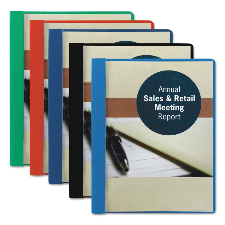 Smead Clear Front Report Cover, Double-Prong Fastener, 0.5" Capacity, 8.5 x 11, Clear/Blue, 25/Box (SMD87452)