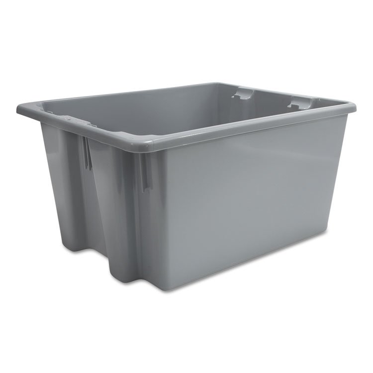 Rubbermaid Commercial Palletote Box, 9.72 gal, 19.5" x 15.5" x 10", Gray, 10/Carton (RCP1721GRACT)