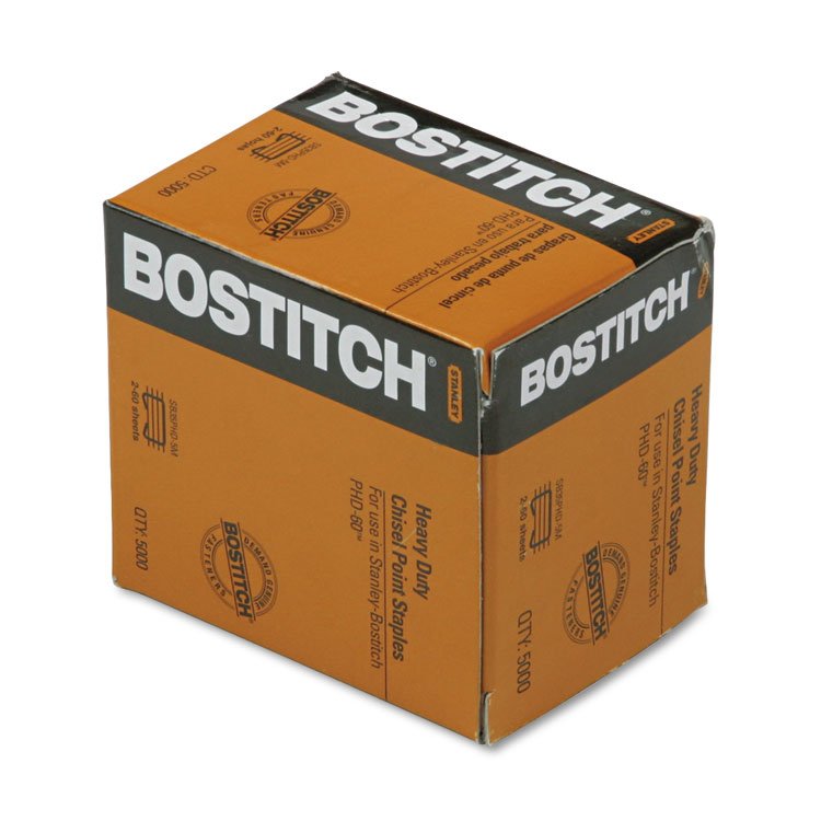 Bostitch Heavy-Duty Premium Staples, 0.38" Leg, 0.5" Crown, Steel, 5,000/Box (BOSSB35PHD5M)