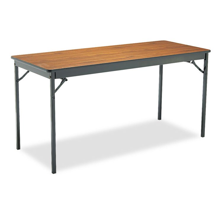 Barricks Special Size Folding Table, Rectangular, 60w x 24d x 30h, Walnut/Black (BRKCL2460WA)