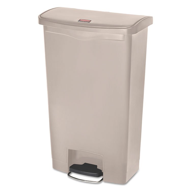Rubbermaid Commercial Streamline Resin Step-On Container, Front Step Style, 18 gal, Polyethylene, Beige (RCP1883460)