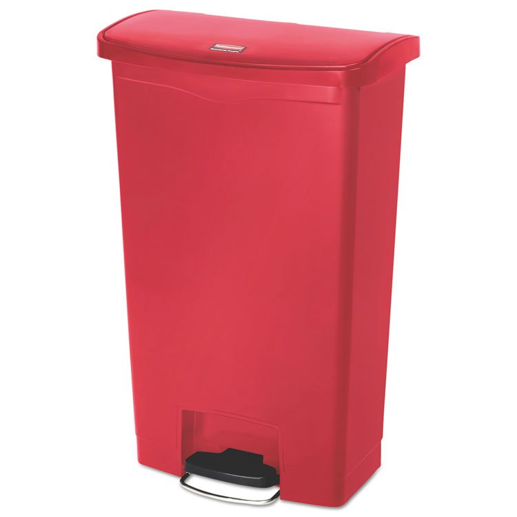 Rubbermaid Commercial Streamline Resin Step-On Container, Front Step Style, 18 gal, Polyethylene, Red (RCP1883568)