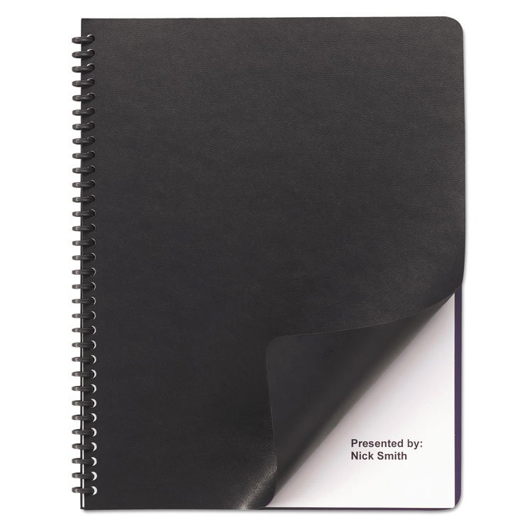 GBC Leather-Look Presentation Covers for Binding Systems, Paper, Round Corners, 11.25 x 8.75, Black, 50 Sets/Pack (GBC2001712)