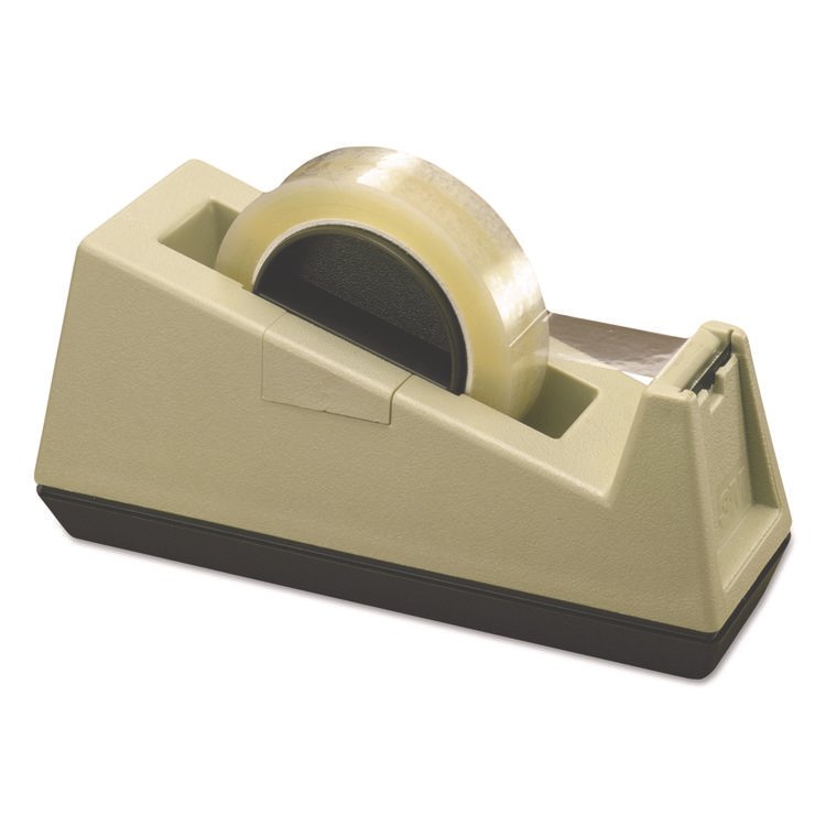 Scotch Heavy-Duty Weighted Desktop Tape Dispenser, 3" Core, Plastic, Putty/Brown (MMMC25)