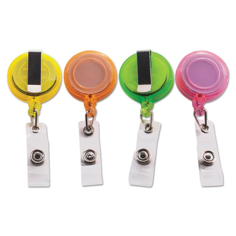 Advantus Deluxe Retractable ID Card Reel, 30" Extension, Assorted Colors, 20/Pack (AVT91161)