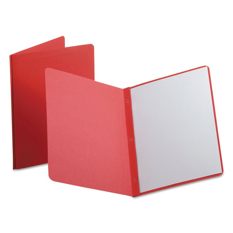 Oxford Report Cover, Three-Prong Fastener, 0.5" Capacity, 8.5 x 11, Red/Red, 25/Box (OXF52511)