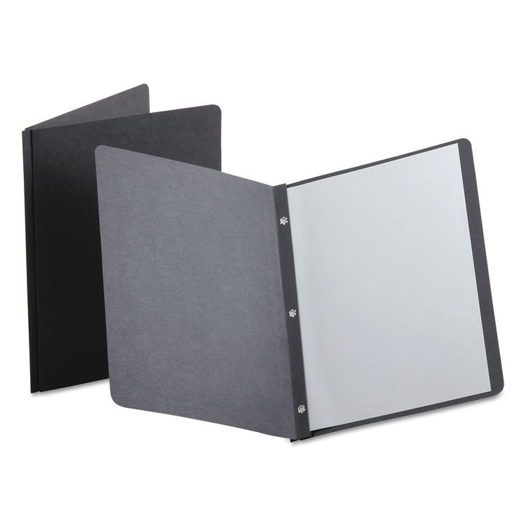 Oxford Title Panel and Border Front Report Cover, Three-Prong Fastener, 0.5" Capacity, 8.5 x 11, Black/Black, 25/Box (OXF52506)