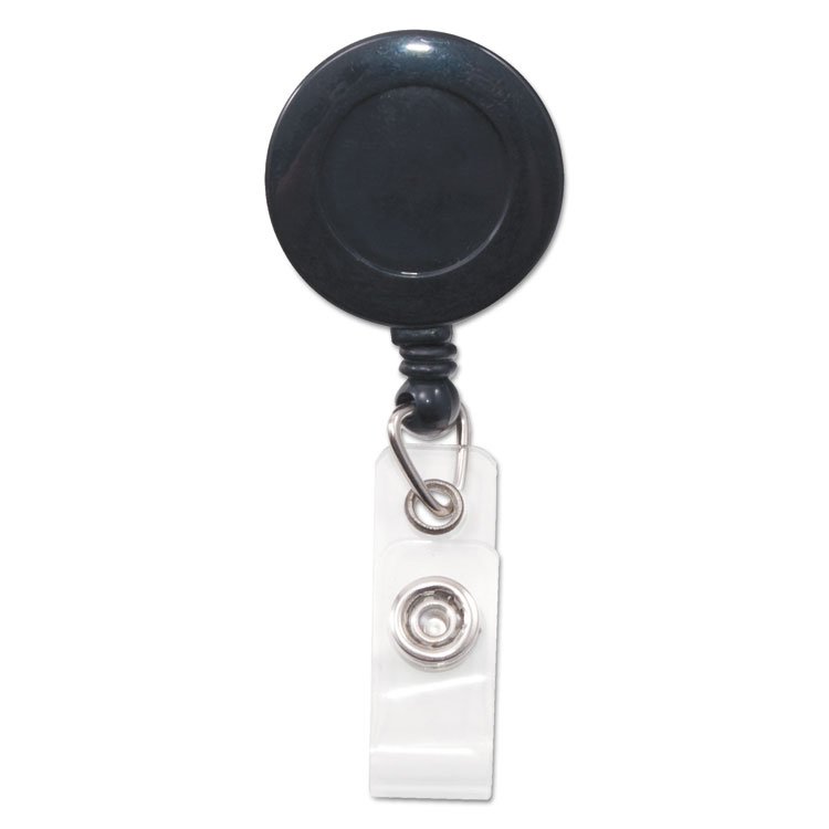 Advantus Swivel-Back Retractable ID Card Reel, 30" Extension, Black, 12/Pack (AVT75548)