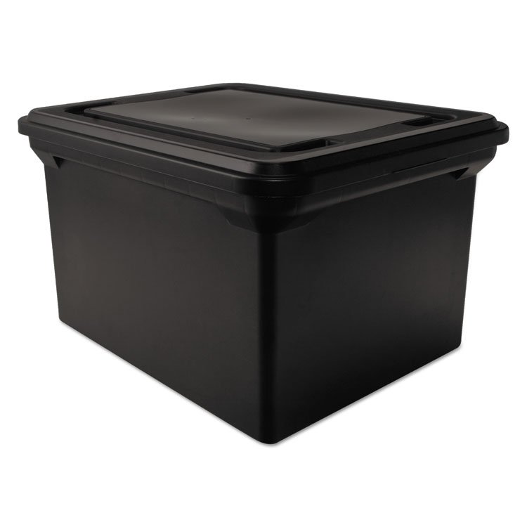 Advantus File Tote with Lid, Letter/Legal Files, 14.25" x 18" x 10.88", Black (AVT34052)