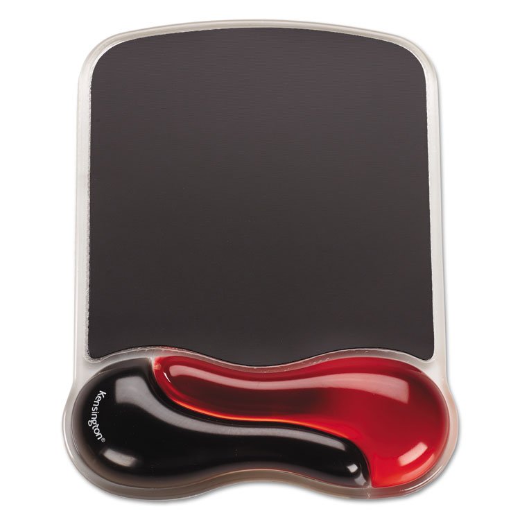 Kensington Duo Gel Wave Mouse Pad with Wrist Rest, 9.37 x 13, Red (KMW62402)